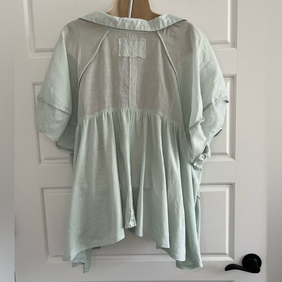 Free People Sunray Babydoll Top Oversized Mint Green Size XS Boho Beachy - Picture 8 of 16